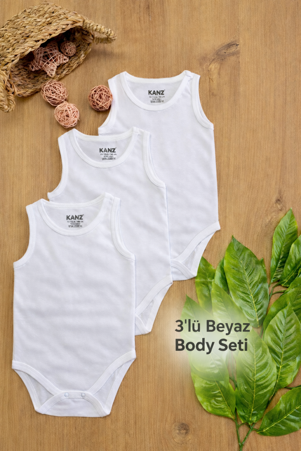 Kanz Markalı 3 Lü Alttan Çıtçıtlı Body Seti