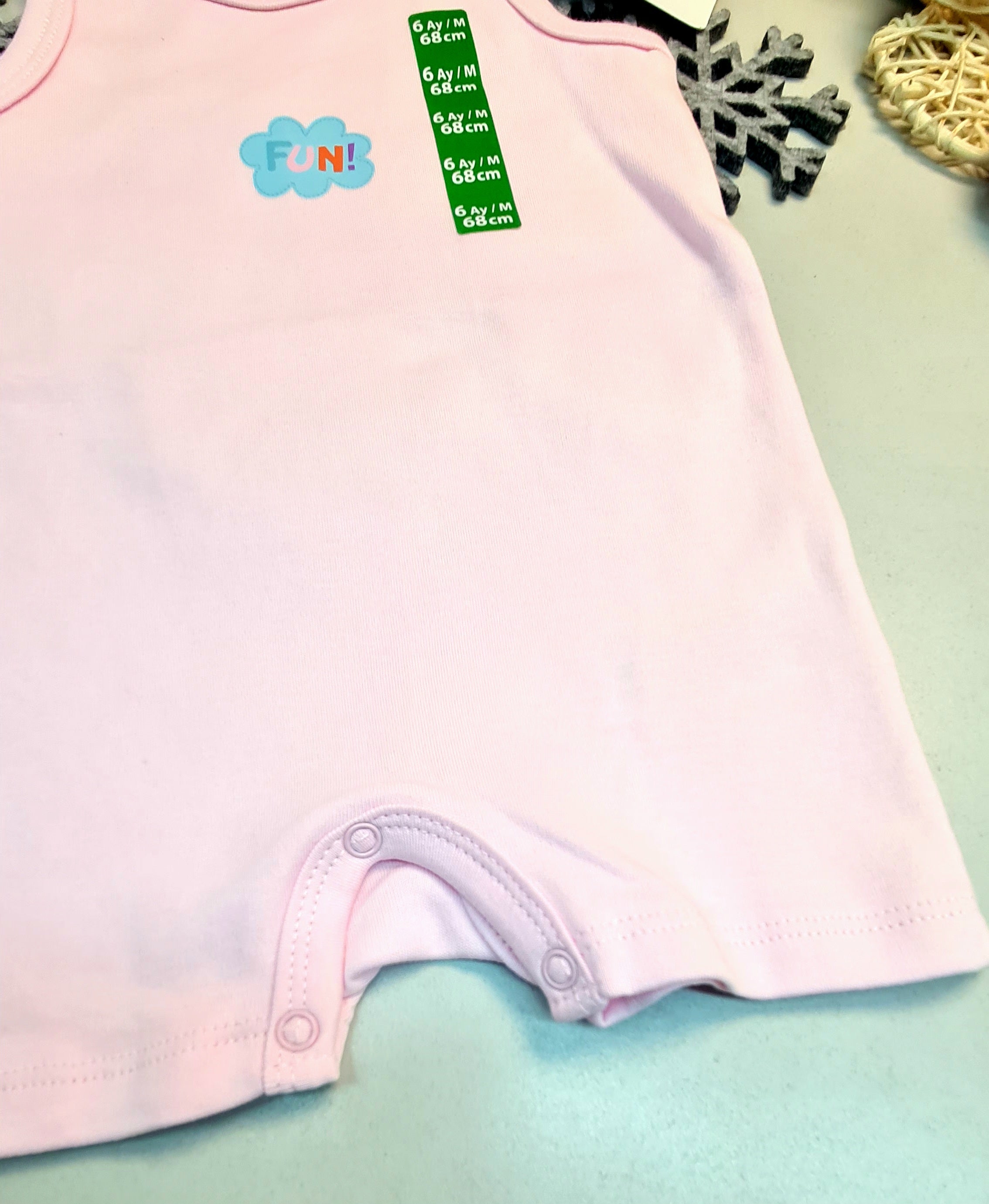 Hello Baby Yazlık Kolsuz Pembe Tulum E bebek Tulum