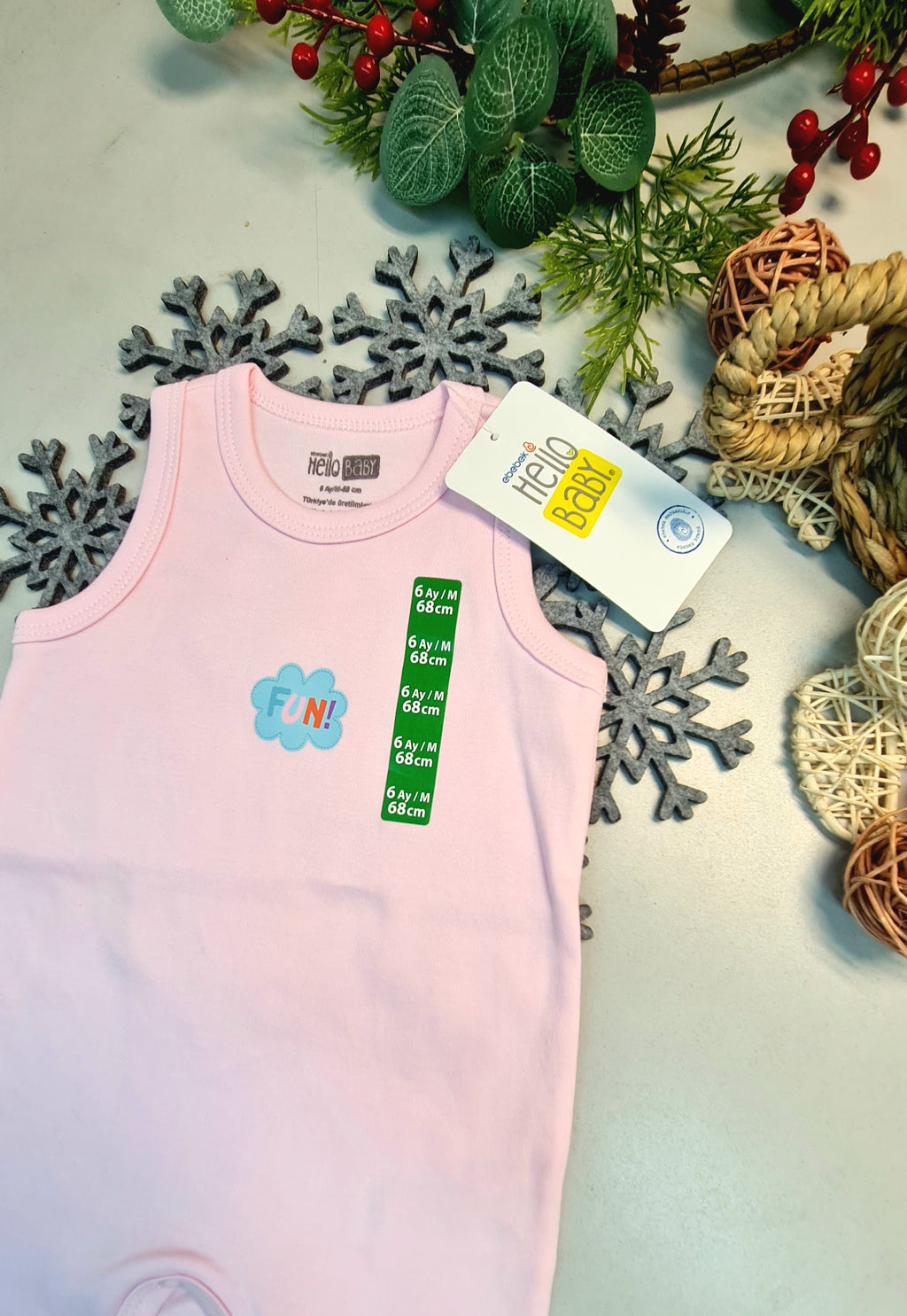 Hello Baby Yazlık Kolsuz Pembe Tulum E bebek Tulum
