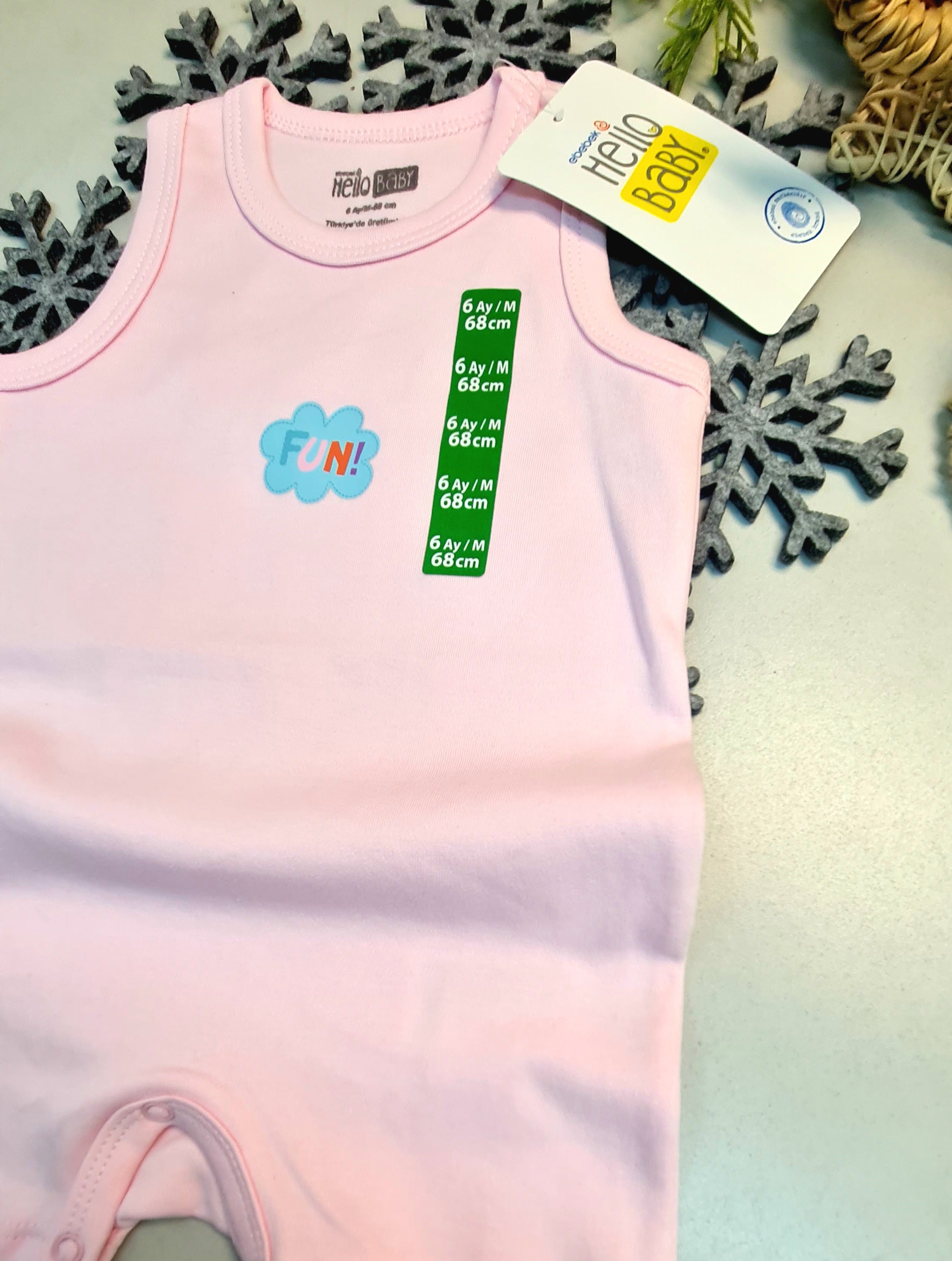 Hello Baby Yazlık Kolsuz Pembe Tulum E bebek Tulum
