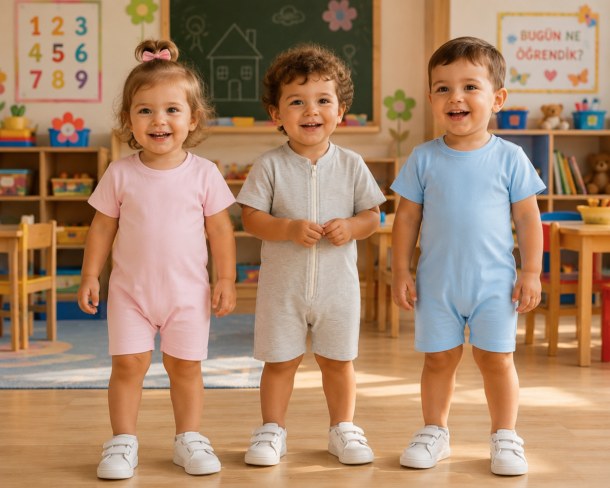 Özel Çocuklar İçin Arkadan Fermuarlı Tulum Otizmli Çocuk Giyim Tulumu Soyunmayı Önleyici Güvenli Tulum