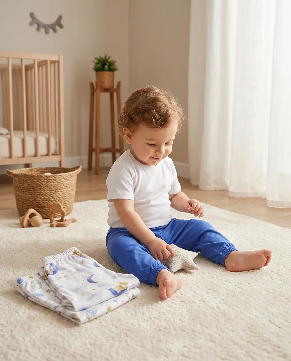 Bebek Ve Çocuklar İçin Üçlü Pijama Alt Setleri Rahat Kesim Yumuşak Kumaş Tek Altlar