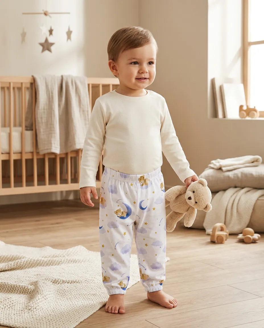 Bebek Ve Çocuklar İçin Üçlü Pijama Alt Setleri Rahat Kesim Yumuşak Kumaş Tek Altlar