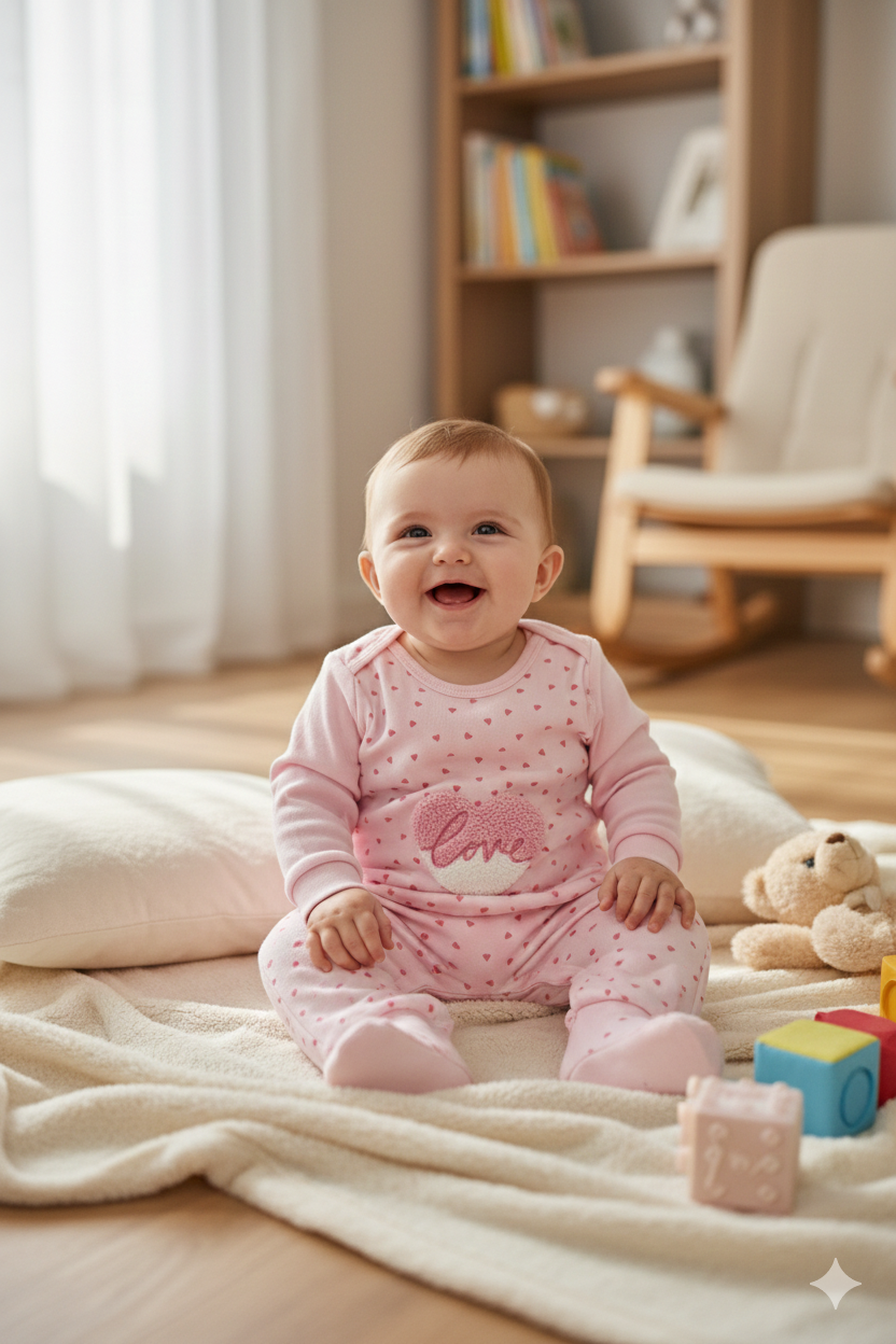 Bebekler İçin Body Ayrı Kalp Nakışlı Alttan Çıtçıtlı Tulum