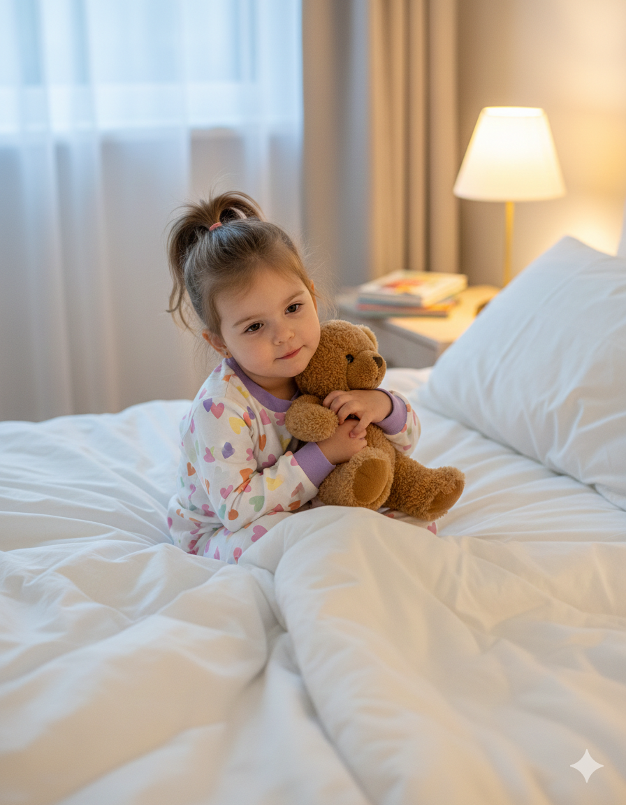Kız Çocuk Kalp Desen Pijama Takımı Mevsimlik