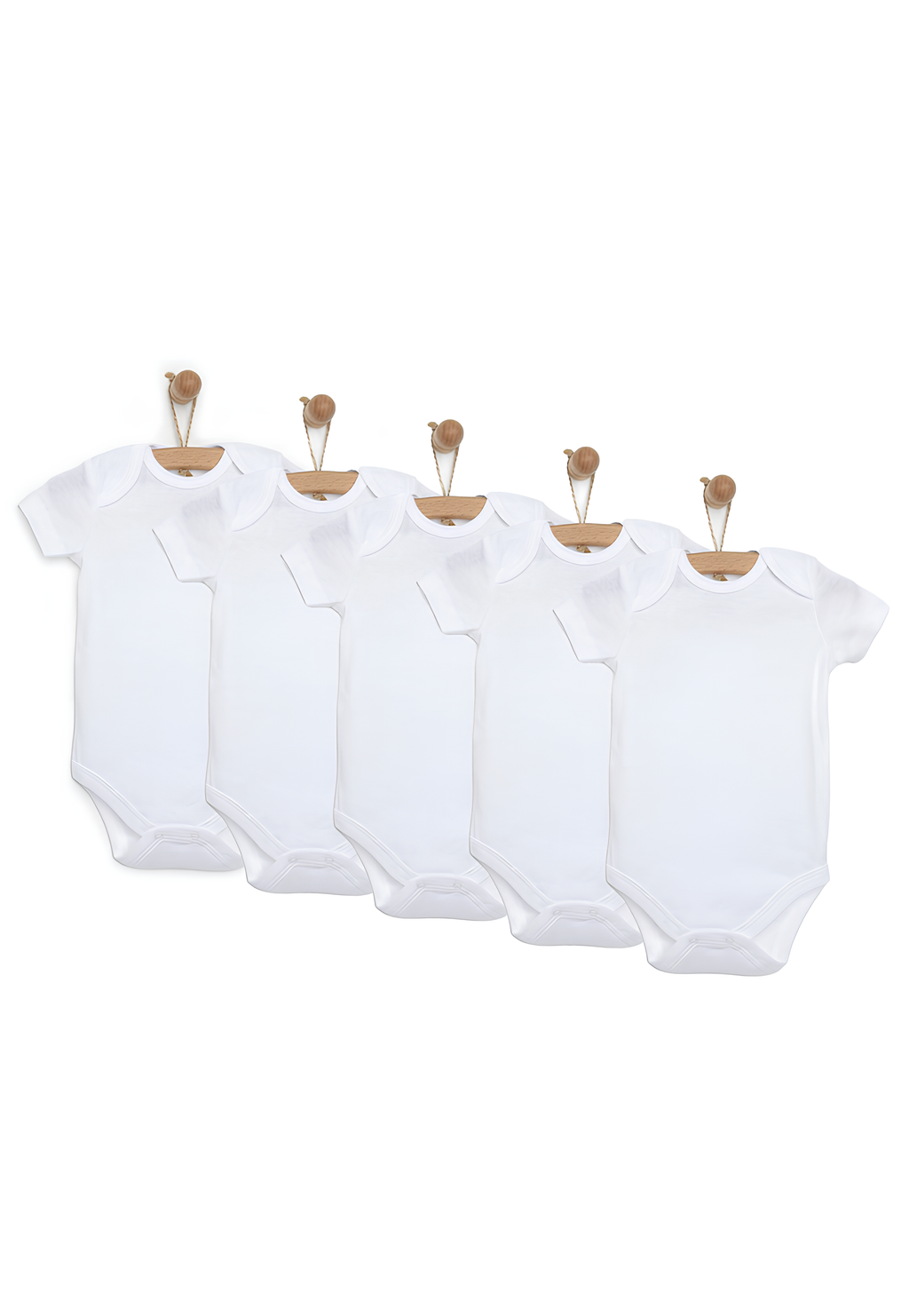 HelloBaby Unisex (5 Adet) Beyaz Body Bisiklet Yaka Kısa Kol Beyaz
