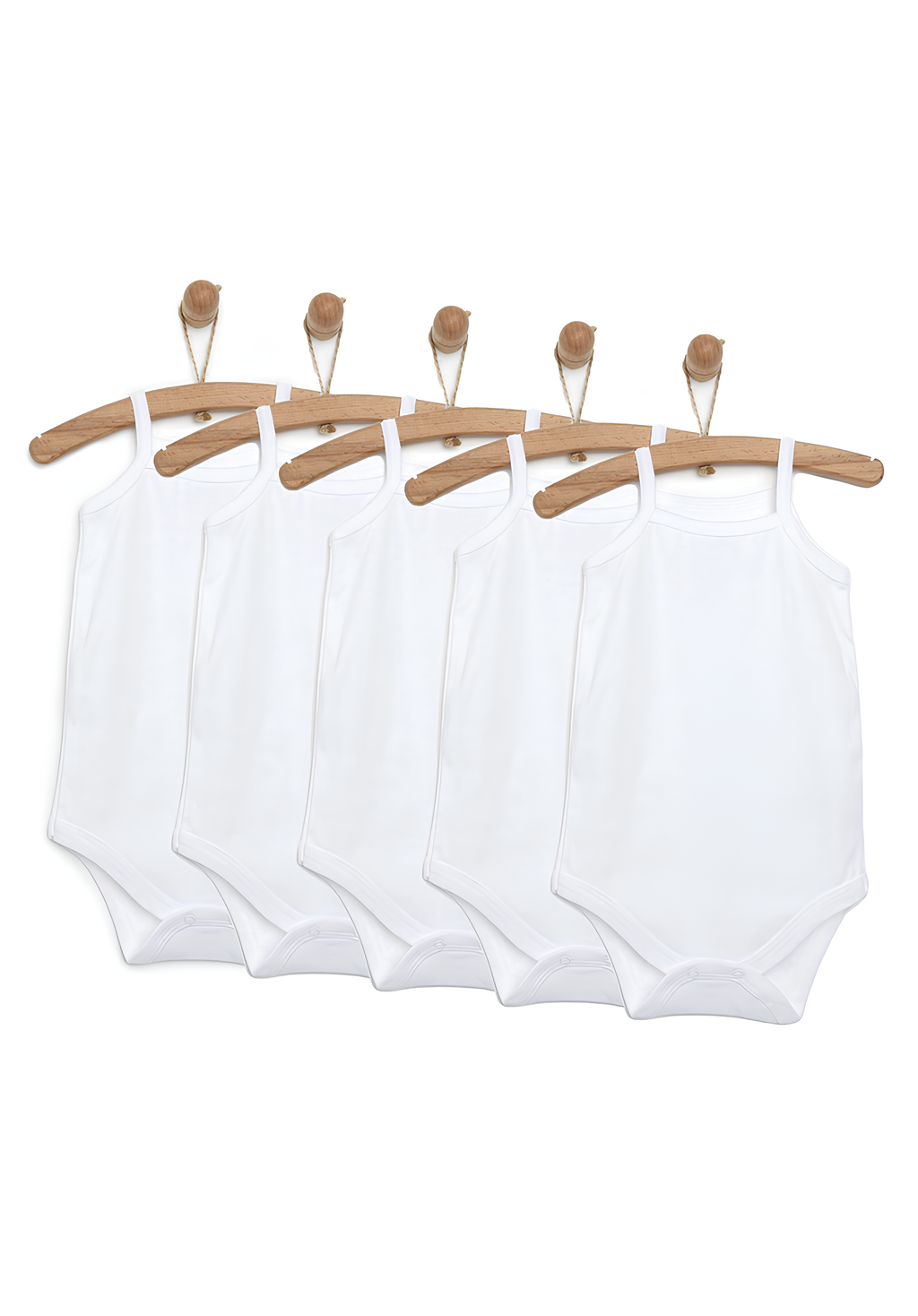 HelloBaby Unisex 5li Beyaz Body Bisiklet Yaka İp Askılı Beyaz