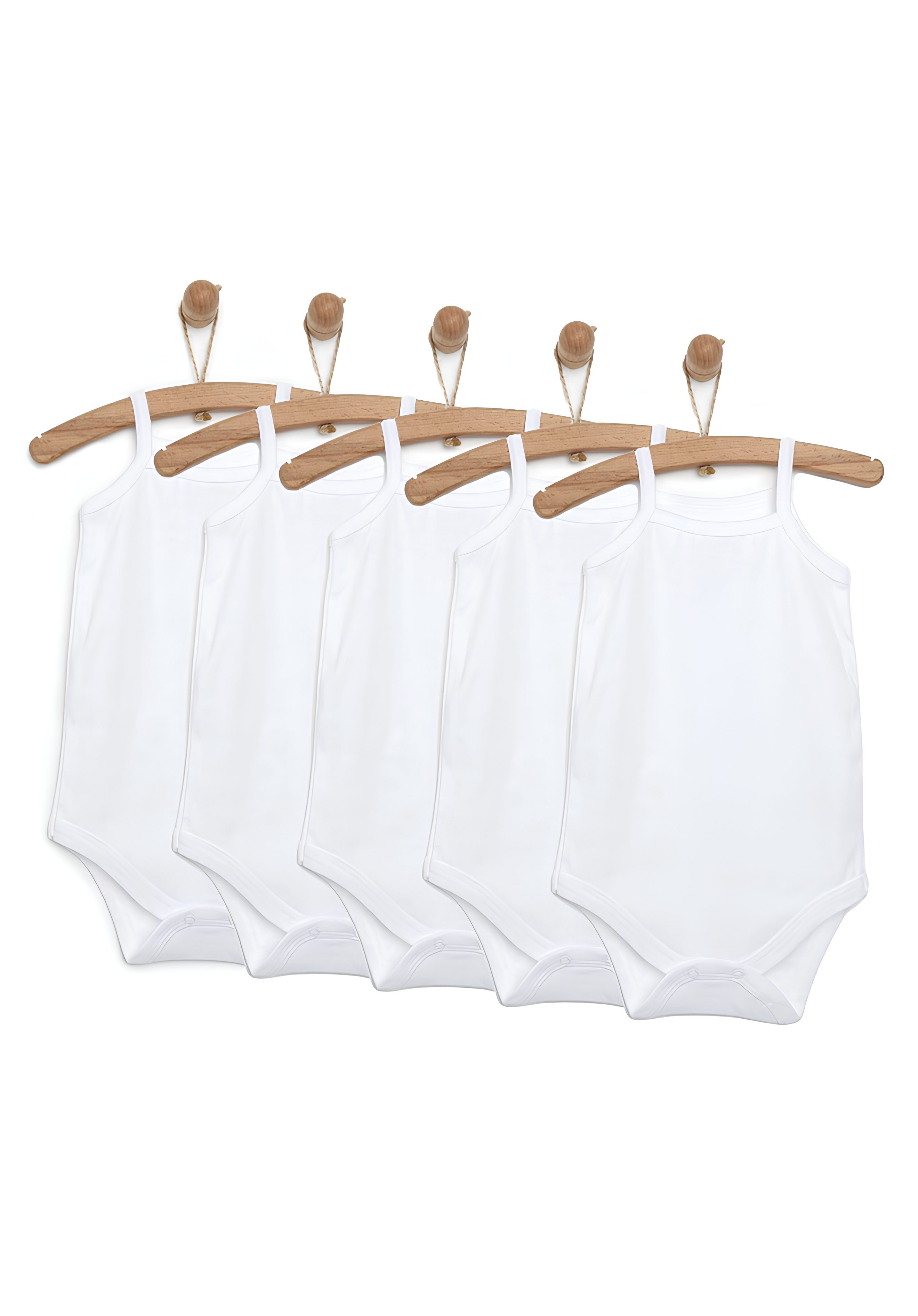 HelloBaby Unisex 5li Beyaz Body Bisiklet Yaka İp Askılı Beyaz