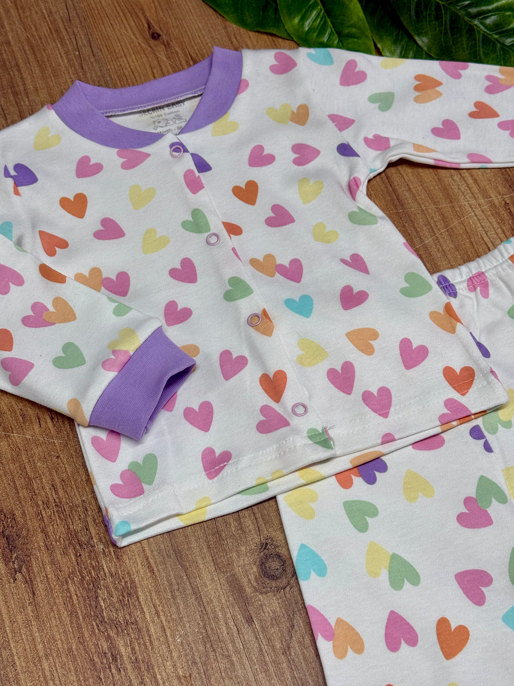 Kız Çocuk Kalp Desen Pijama Takımı Mevsimlik