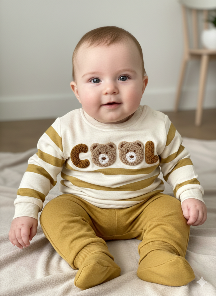 Bebekler İçin Ayıcık Nakışlı Takım