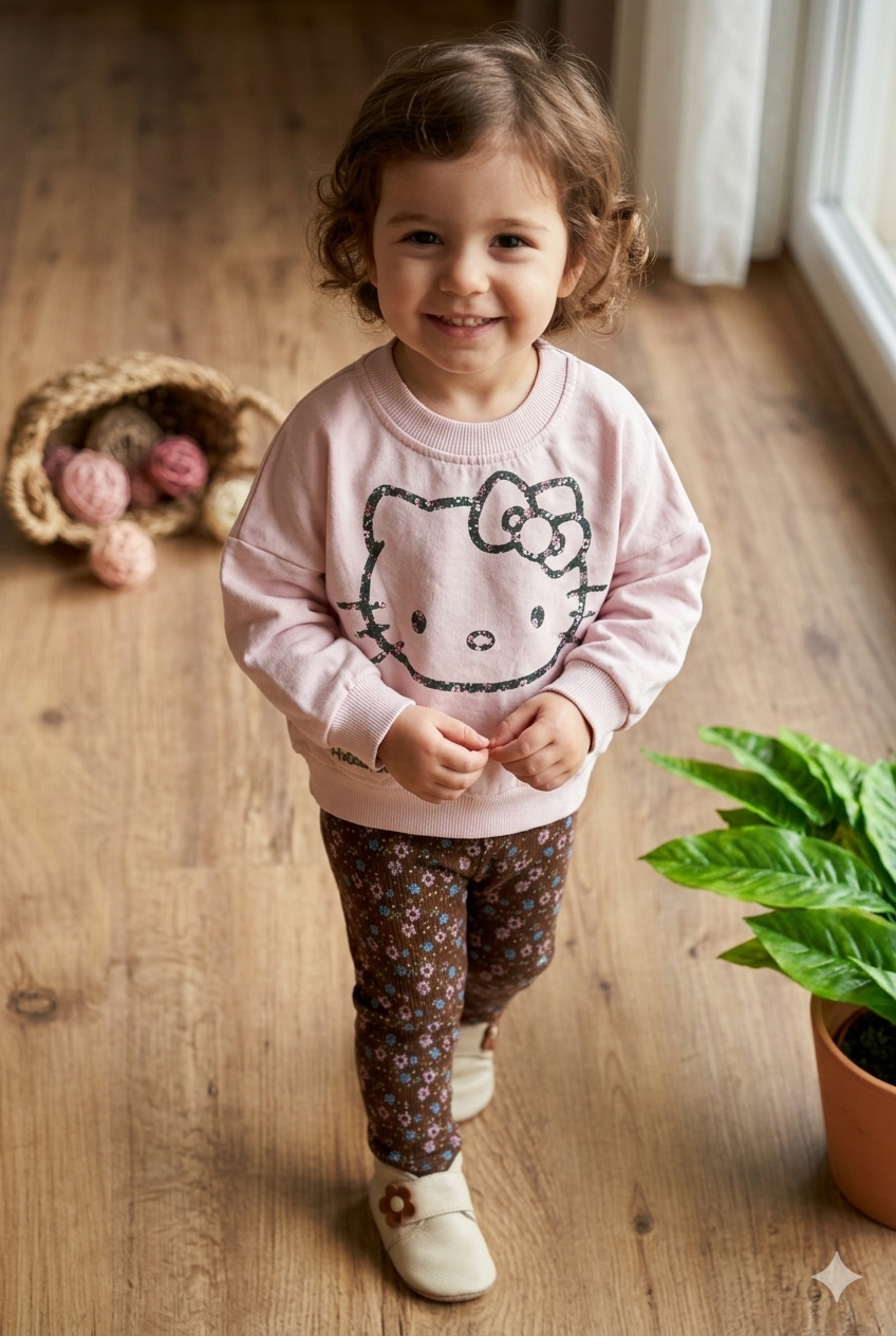 Kity Desenli Kız Bebek ve Çocuk Mevsime Uygun Takımlar