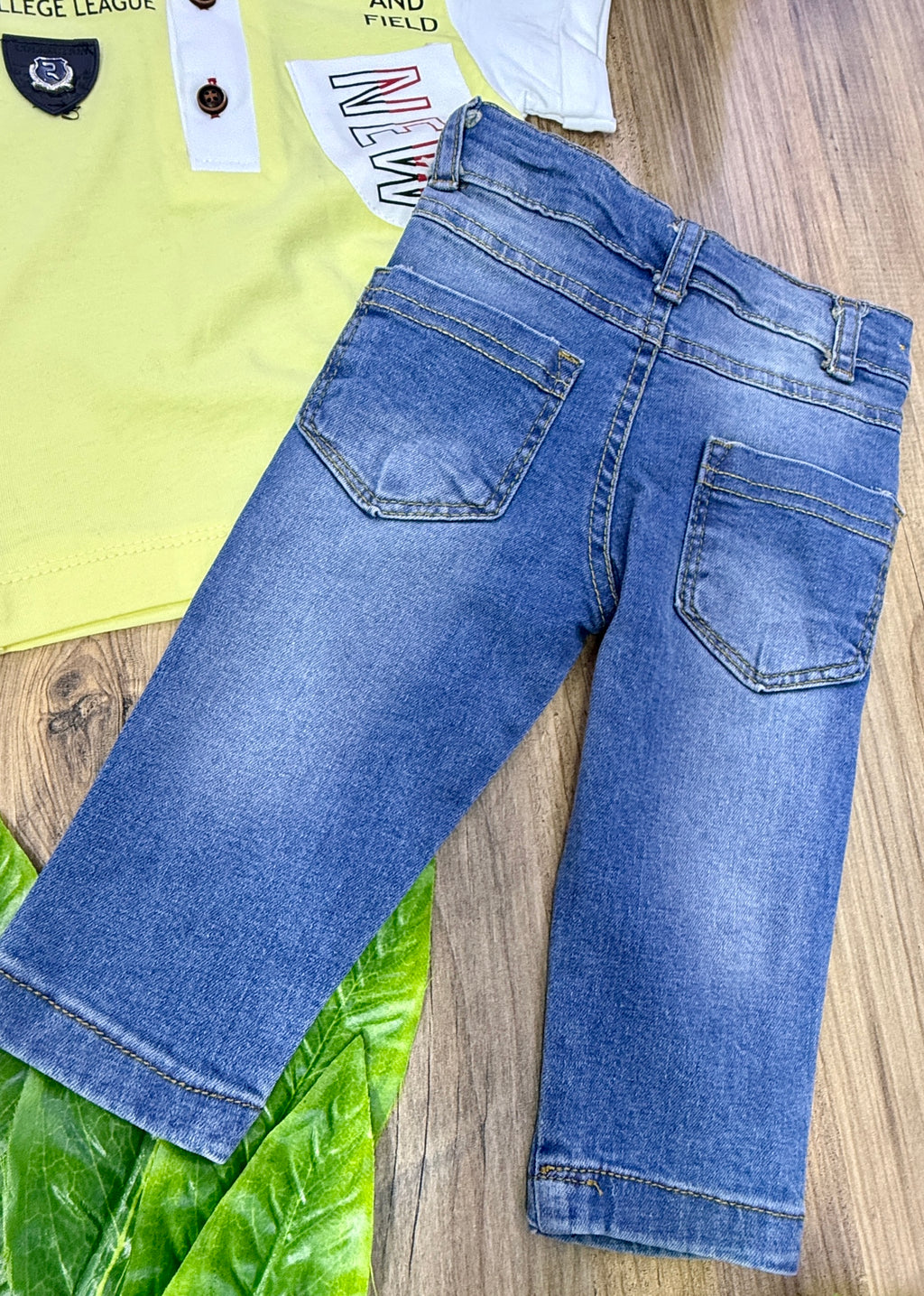 Yazlık Erkek Bebek Kot Takım %100 Pamuk Tişört Likralı Jean Pantolon 0-6-12-18 Ay