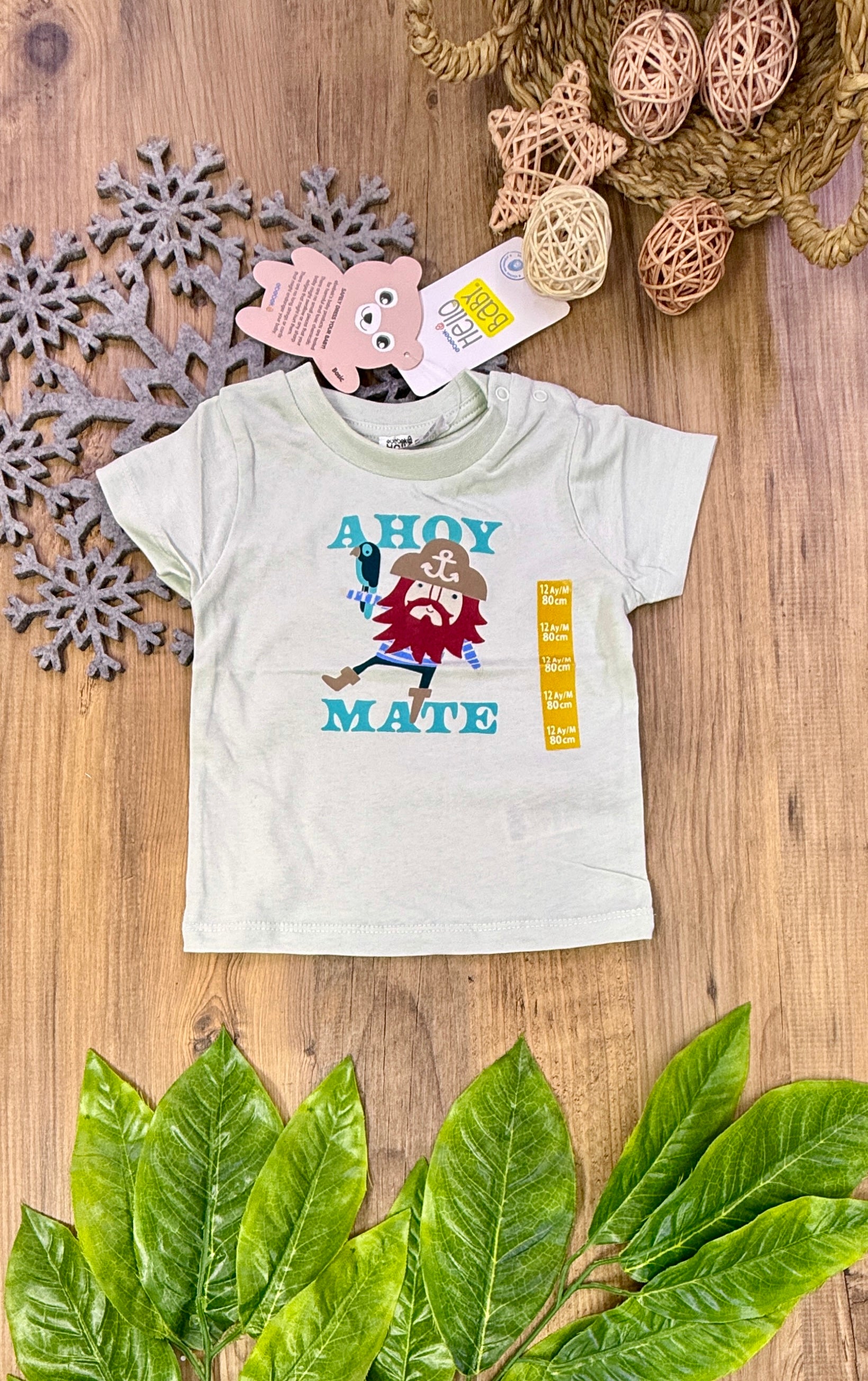 HelloBaby Ahoy Mate Baskılı Erkek Bebek Çocuk Yazlık Kısa Kol Tişört