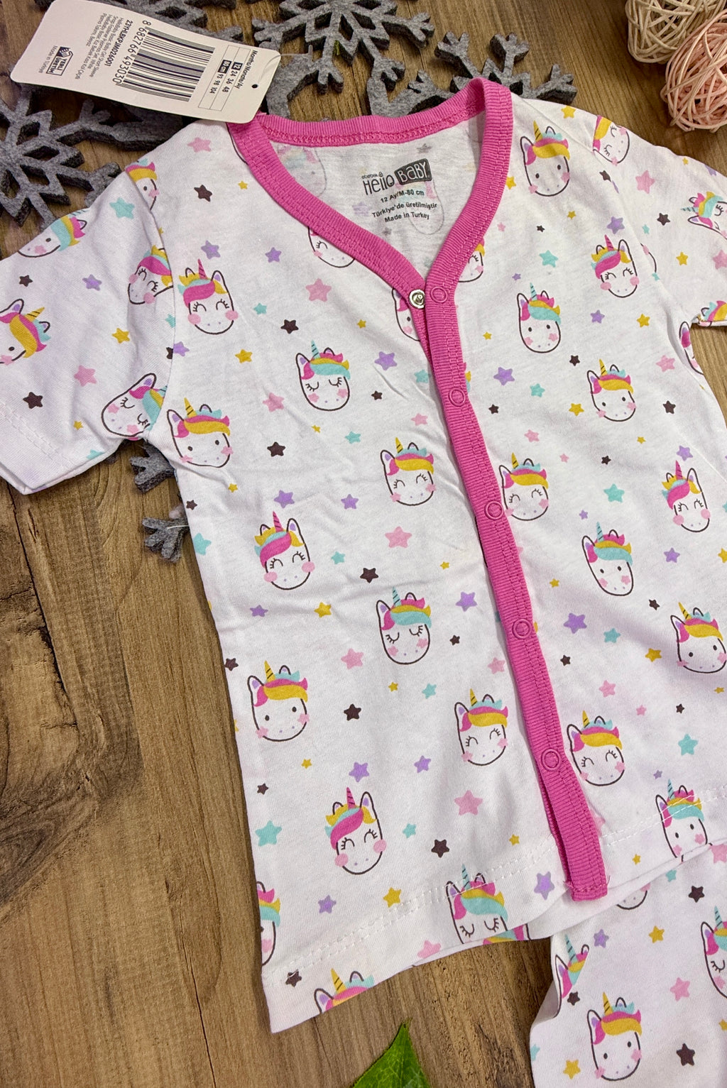 Kız Çocuk Kedi Desenli Kısa Kol Yazlık Pijama Takımı