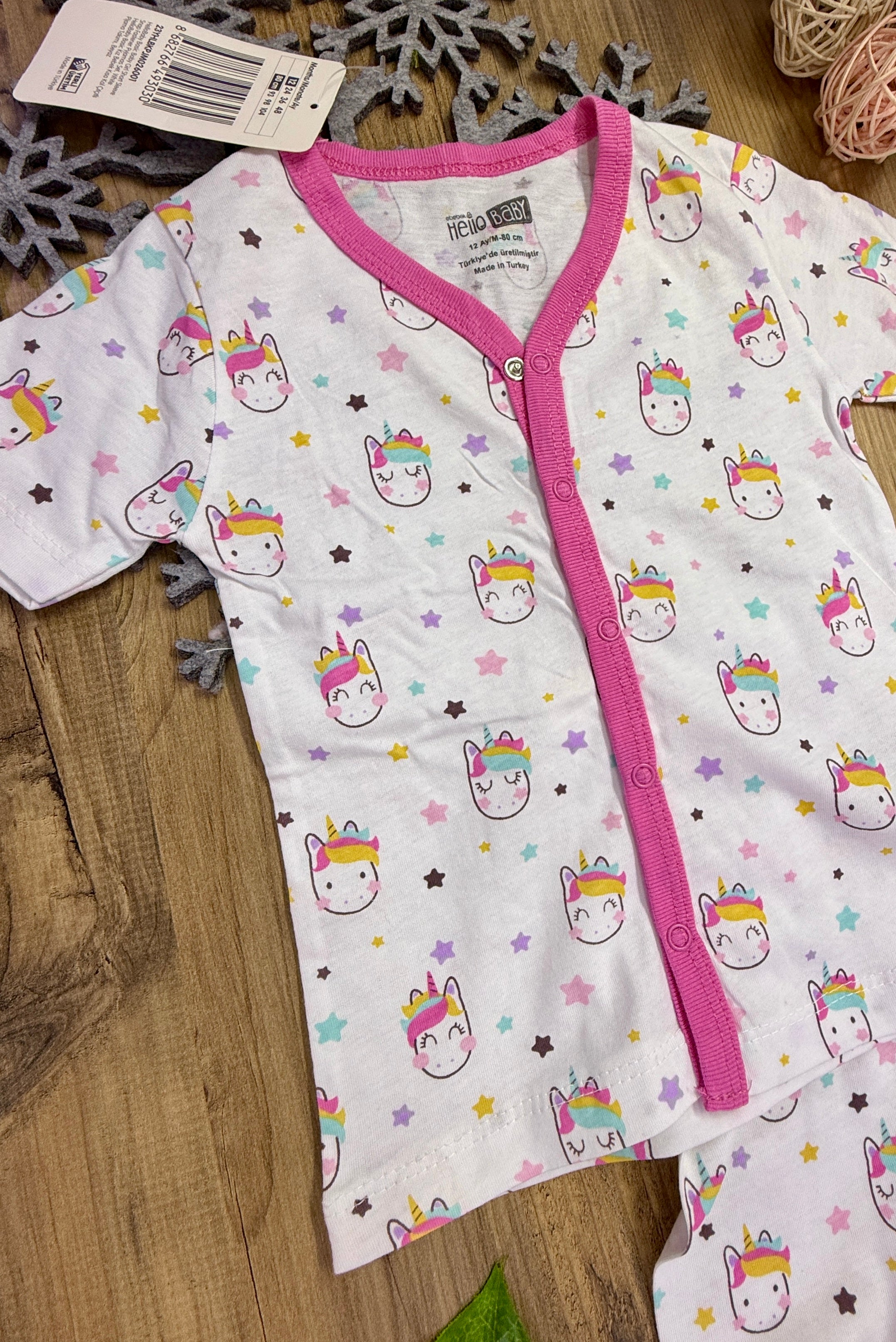 Kız Çocuk Kedi Desenli Kısa Kol Yazlık Pijama Takımı