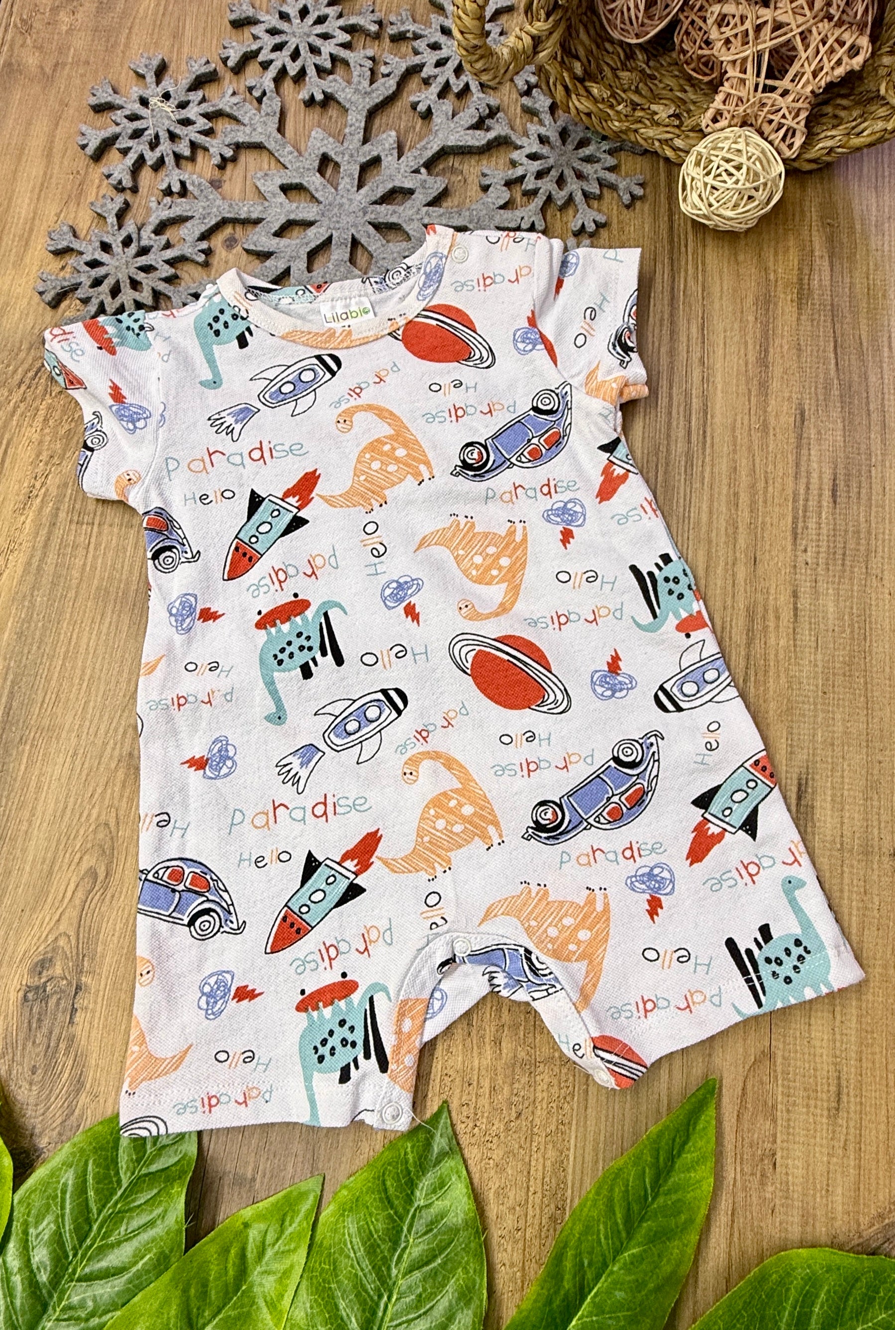 Lilabi Füze Desen Erkek Bebek Yazlık Kısa Paça Tulum