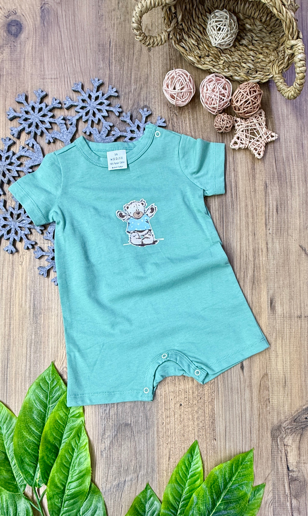 Kısa Paça Ayıcıklı Erkek Bebek Tulum