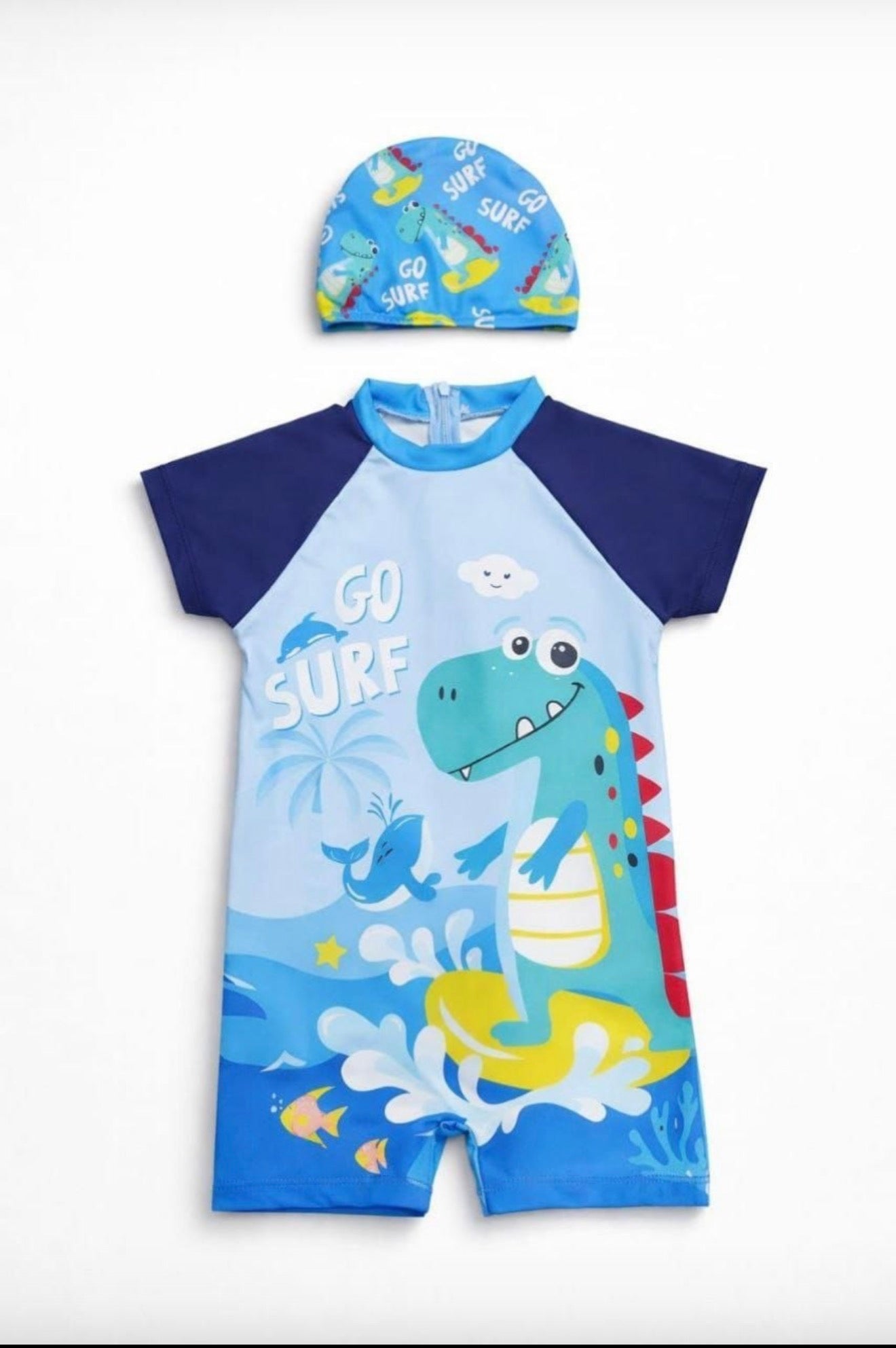Fermuarlı Go Surf Mavi Bone Hediyeli Mayo