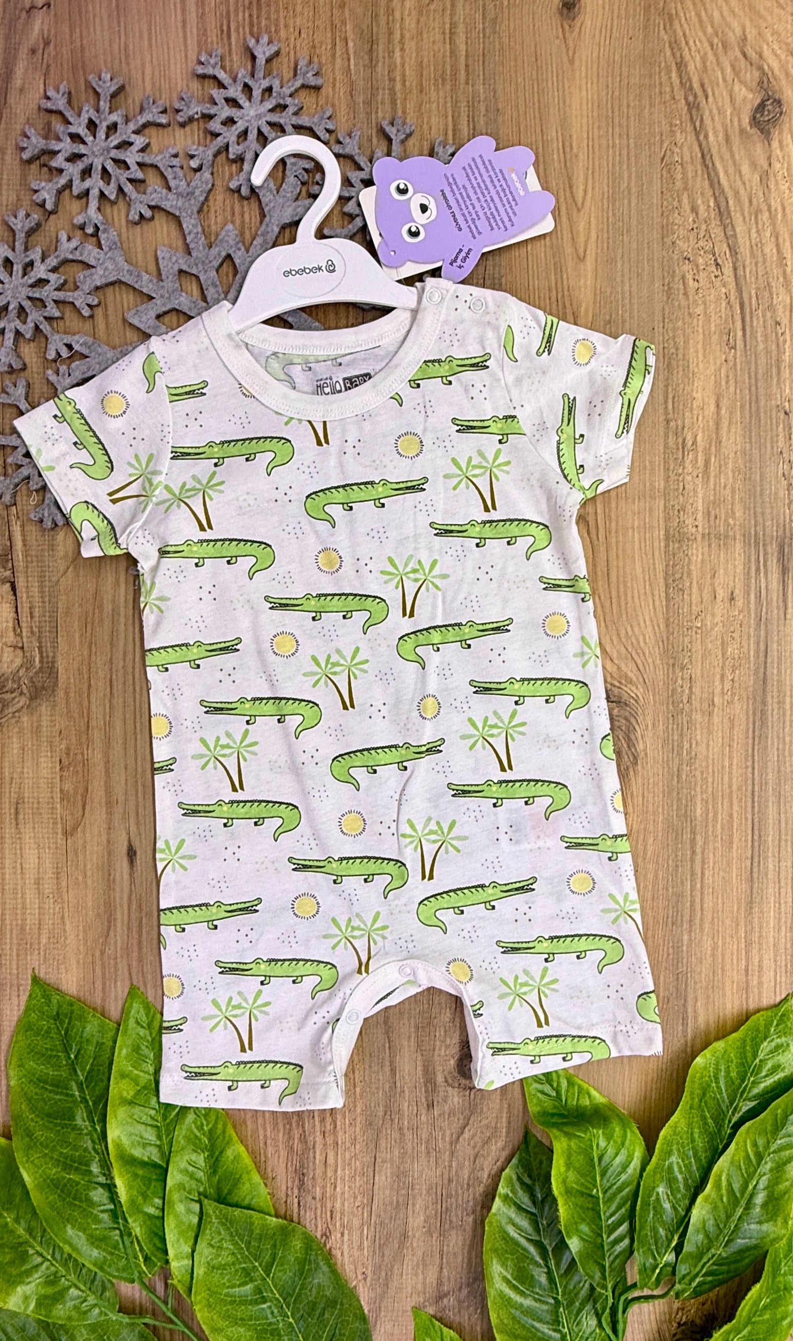 Ebebek Timsahlı Kısa Paça Tulum Pijama Pamuklu