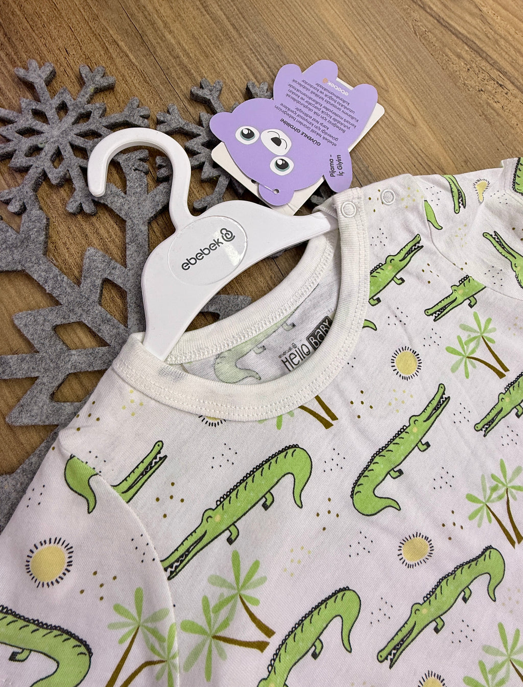 Ebebek Timsahlı Kısa Paça Tulum Pijama Pamuklu