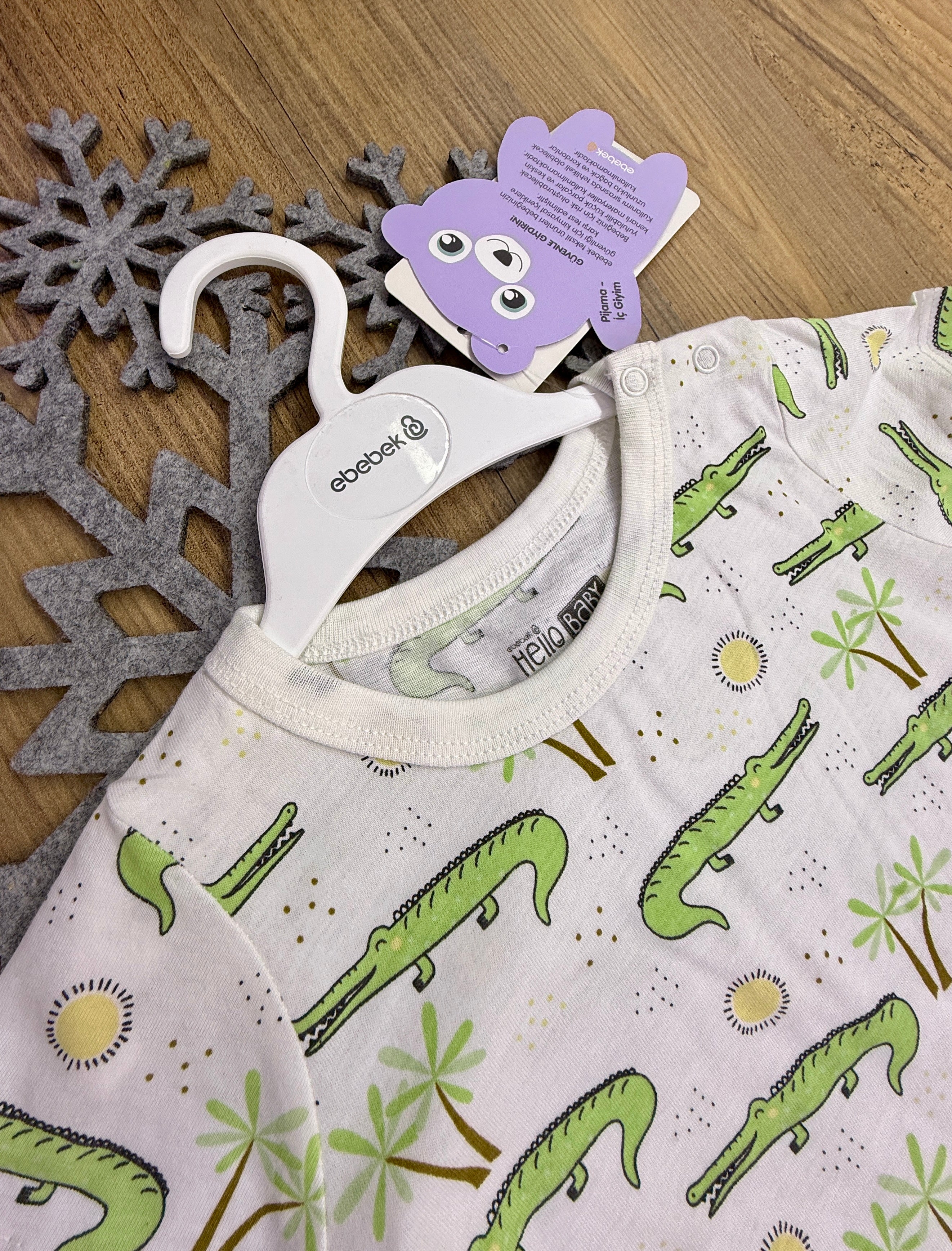 Ebebek Timsahlı Kısa Paça Tulum Pijama Pamuklu