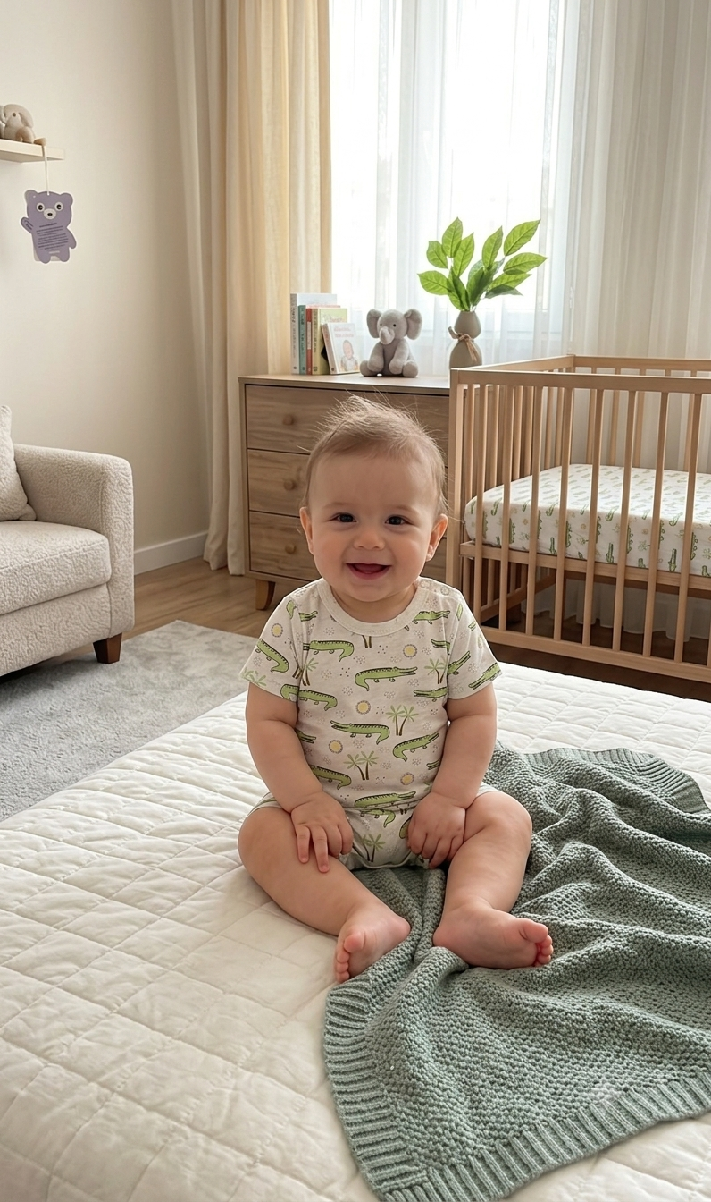 Ebebek Timsahlı Kısa Paça Tulum Pijama Pamuklu