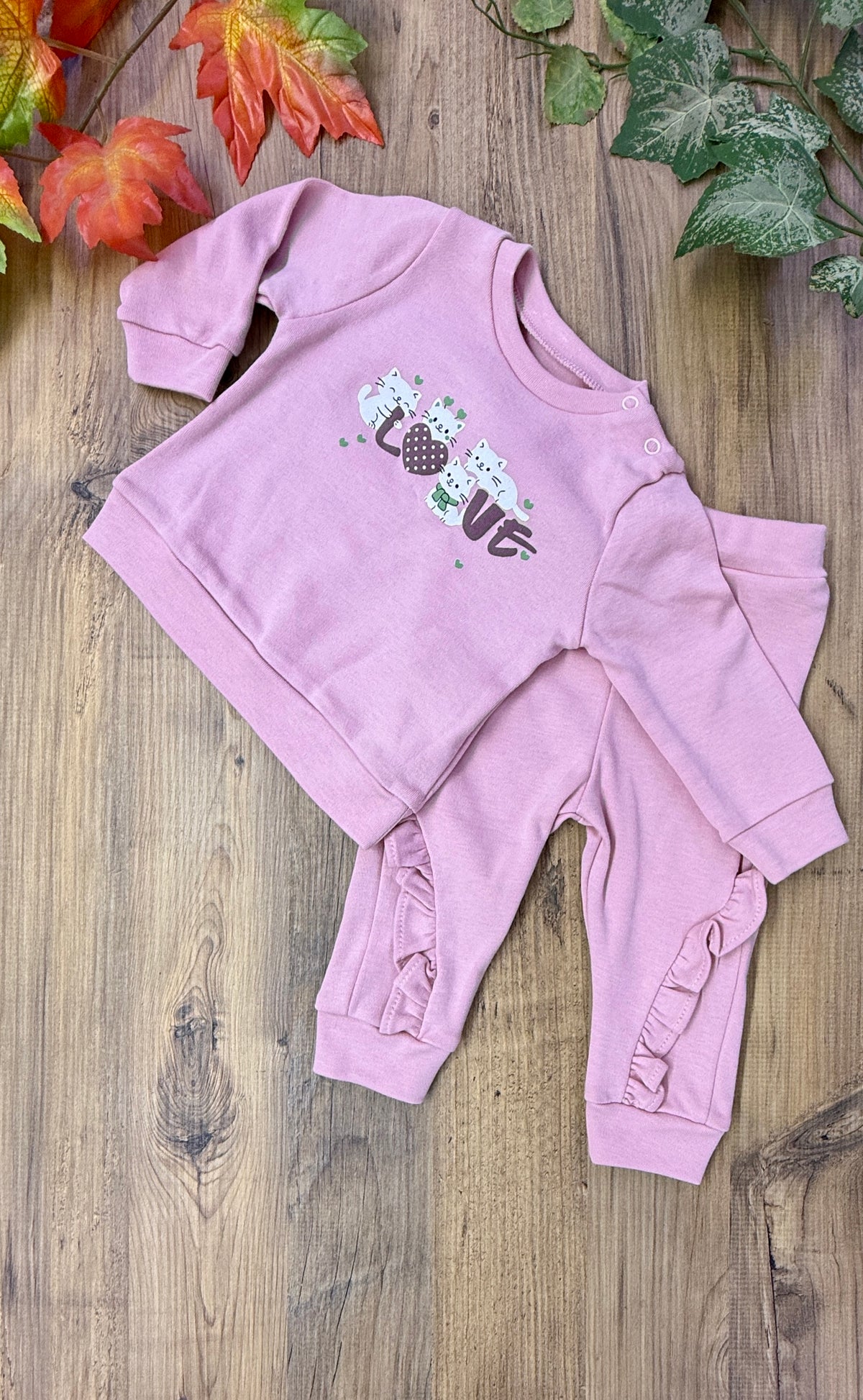 Kız Bebek Baharlık Penye Takım Alt Üst Yumuşacık Pamuklu Mevsimlik