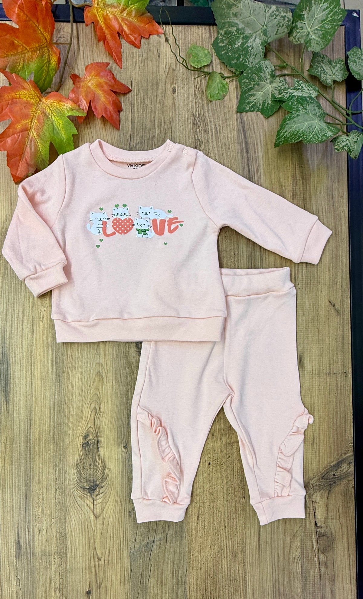 Kız Bebek Baharlık Penye Takım Alt Üst Yumuşacık Pamuklu Mevsimlik