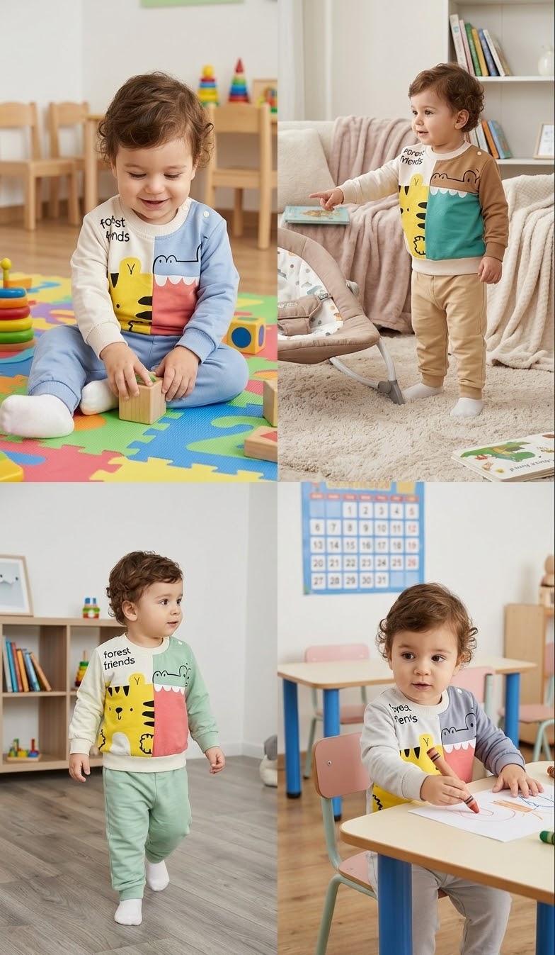 Erkek Bebekler İçin Mevsimlik Uzun Kollu Rahat Kullanışlı Takım