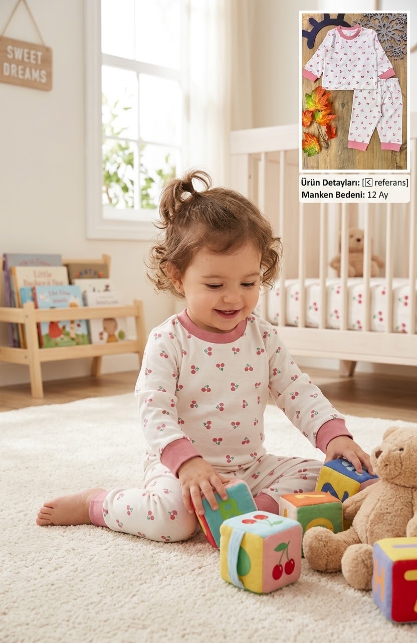 Kız Bebek Baharlık Kışlık Pijama Takımı Yumuşacık Esnek Rahat Kumaş