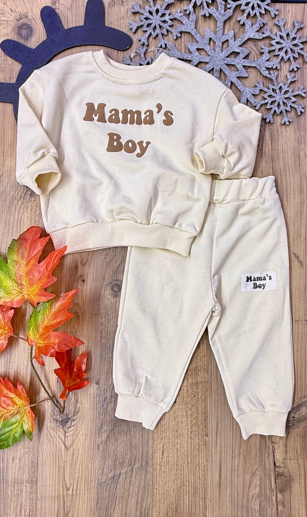 Erkek Bebek Mama’s Boy Eşofman Takımı Mevsimlik Sweatshirt ve Pantolon Seti