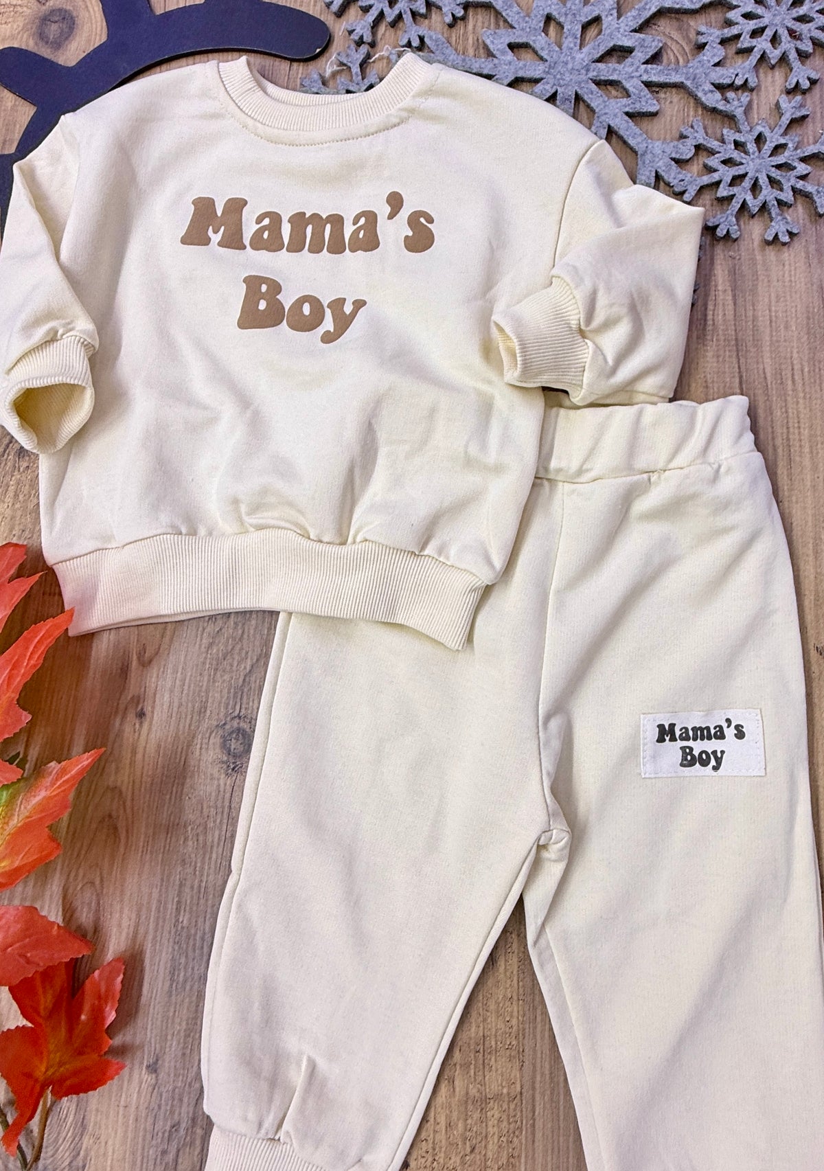 Erkek Bebek Mama’s Boy Eşofman Takımı Mevsimlik Sweatshirt ve Pantolon Seti